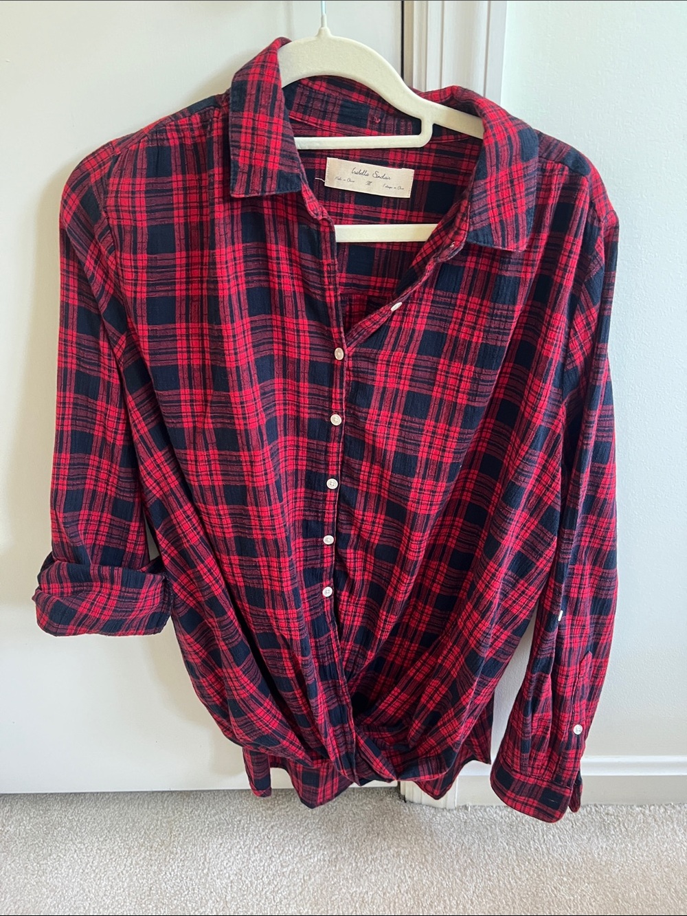 Isabella Sinclair (Anthropologie) Red & Black Plaid Button-Up Shirt